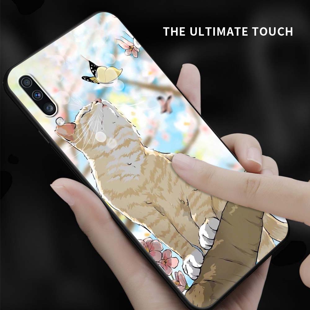 Забавный чехол для телефона с котенком и кошкой для Samsung Galaxy A51 A71 A21S A03s A13 A33 A53 A11 A31 A52 A41 A32 5G A01, черный силиконовый чехол