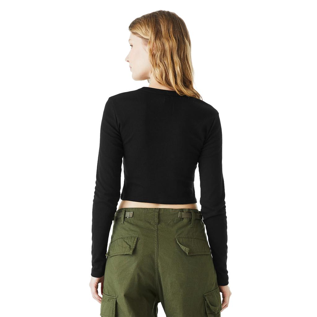 Bella + Canvas Womens/Ladies Baby Micro-Rib Long-Sleeved Crop Top