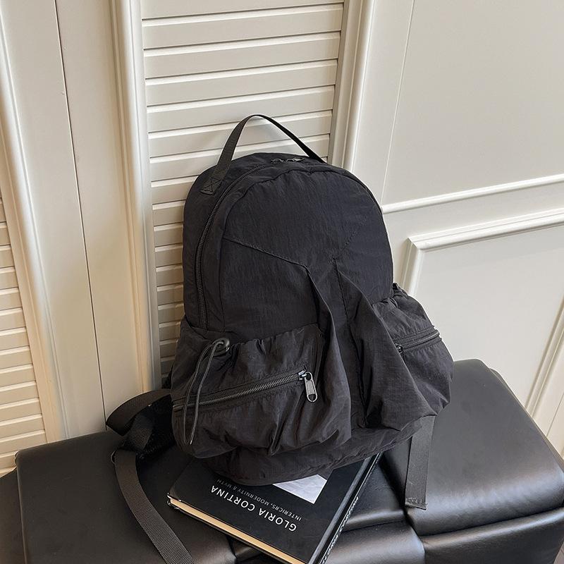 Japan and South Korea Leisure Travel Girls' Pleated Backpack New Lightweight and Fashionable Large Capacity Drawstring Backpack Student School Bag