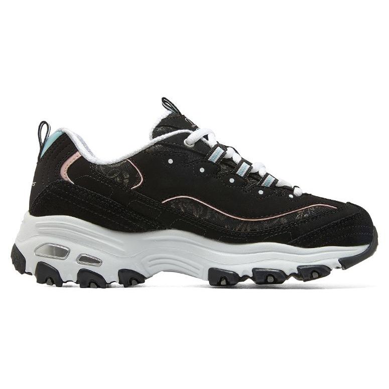 Skechers DLites Sparkling Rain Кожаные Модные Прочные Низкие Папины Кроссовки Женские Кроссовки Черно-Белые 149060-BKLB