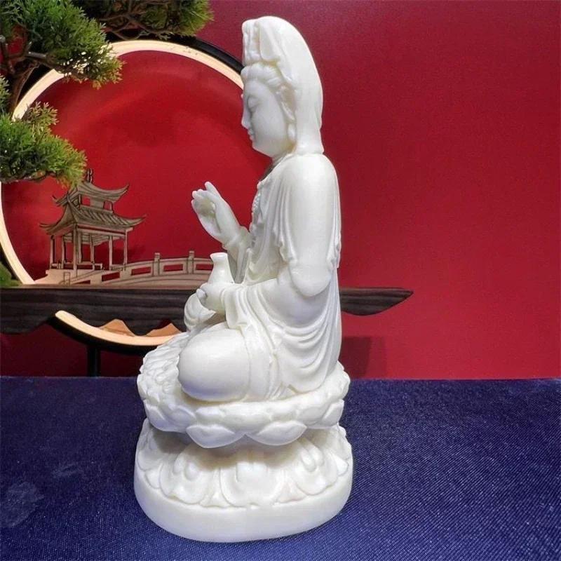 Слоновая кость статуэтка Будды Авалокитешвары Автомобильные аксессуары Храмовое жертвоприношение Украшение гостиной Привлечение богатства Фэншуй