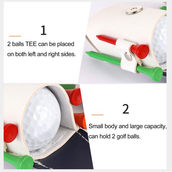 Mini Golf Ball Waist Bag Portable Faux Leather Golf Tees Holder Ball Storage Pouch Golfing Accessories for Golfers Men Women
