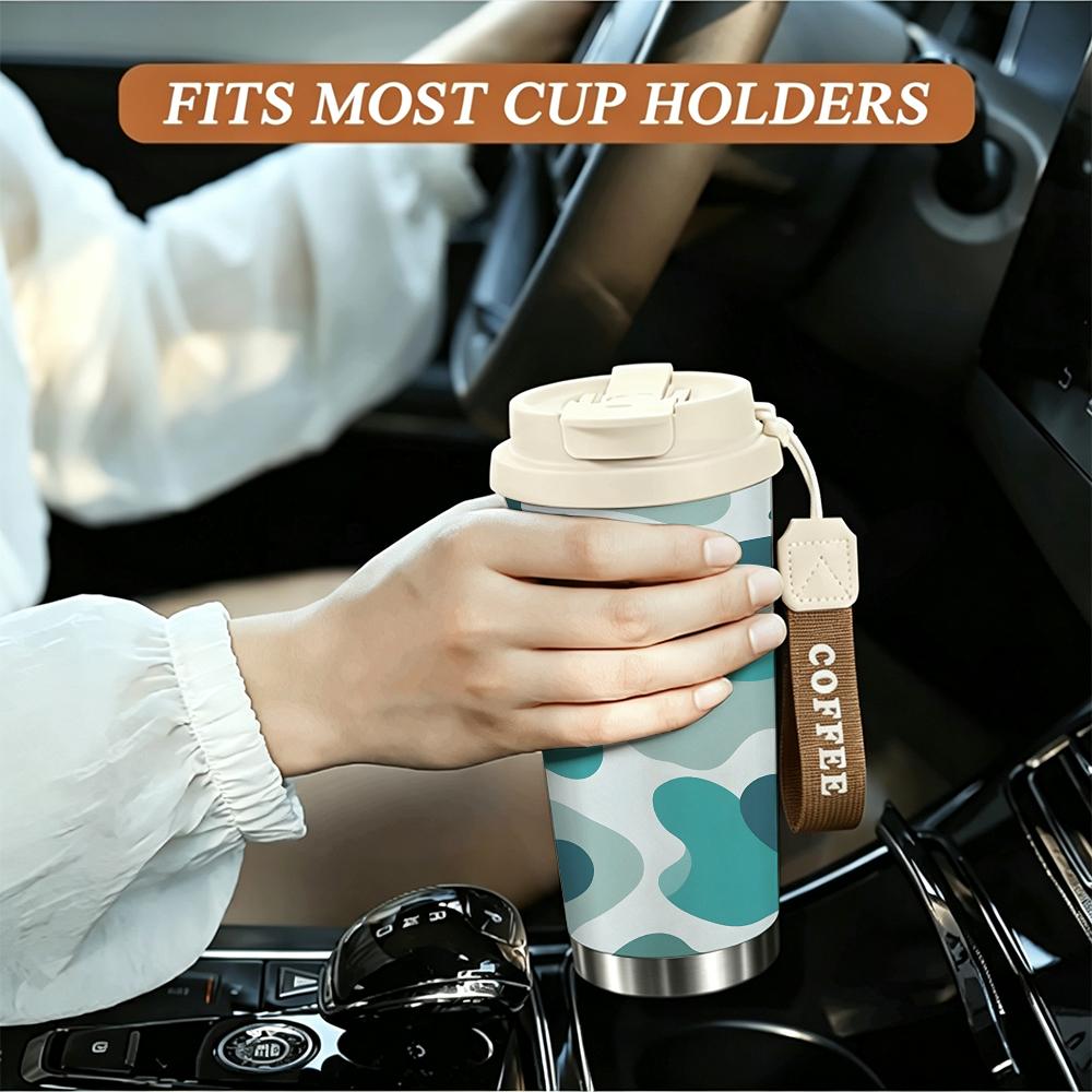 Blue Abstract Camo Print Stainless Steel Insulated Coffee Tumbler Vacuum Thermal Travel Cup Leakproof Reusable Mug for Outdoor Office School