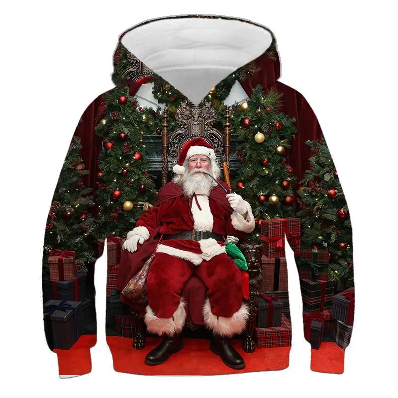 New Kid Hoodies Sweatshirt Boys Girls Christmas Printing Costume Children Clothing Family Party Santa Claus Kids Pullover Coats