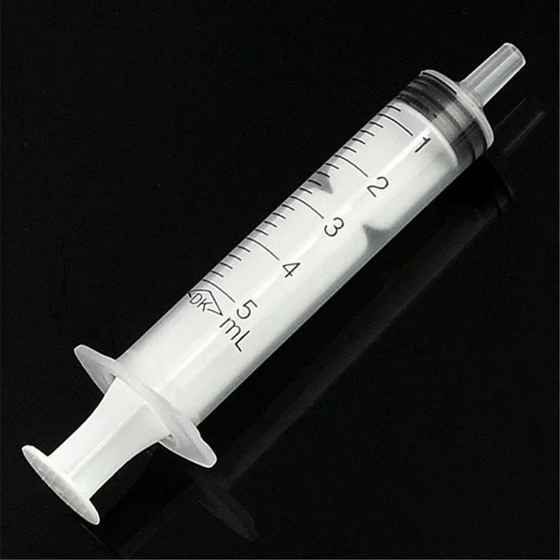 10 Pcs Disposable Plastic 5ml Injector Syringe No Needle for Lab Nutrient Measuring Small Pet Food Feeder (Without needle)