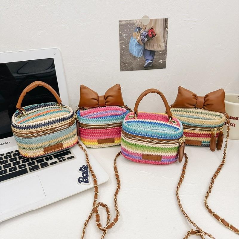 Childrens Woven Bucket Bag With Breathable Fabric For Kindergarten Girls