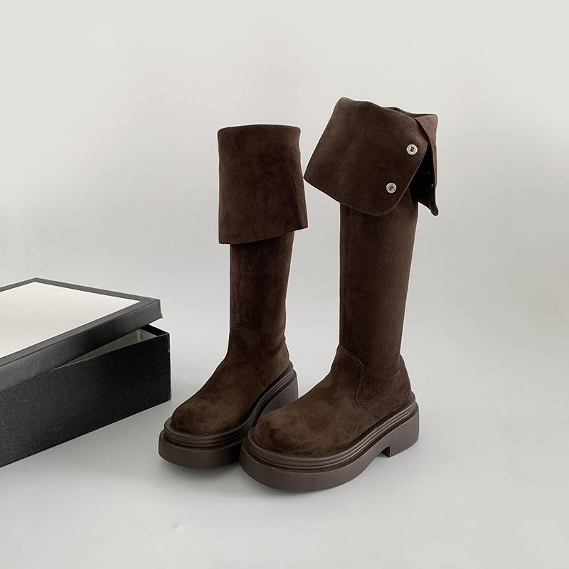Модный темперамент Маленькие сапоги выше колена на толстой подошве Женские сапоги 2025 Новые летние тонкие высокие рыцарские сапоги