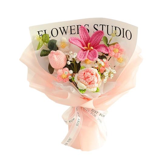 Искусственные Цветы Ручной Работы Крючком Букет Цветов Мягкая Хлопковая Пряжа Не Требует Ухода Гибкие Стебли Искусственное Цветочное Украшение