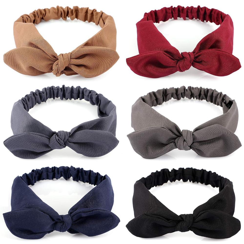 Аксессуары для волос Эластичные Однотонные Бант Повязка на голову Заячьи ушки Повязка для волос Тюрбан