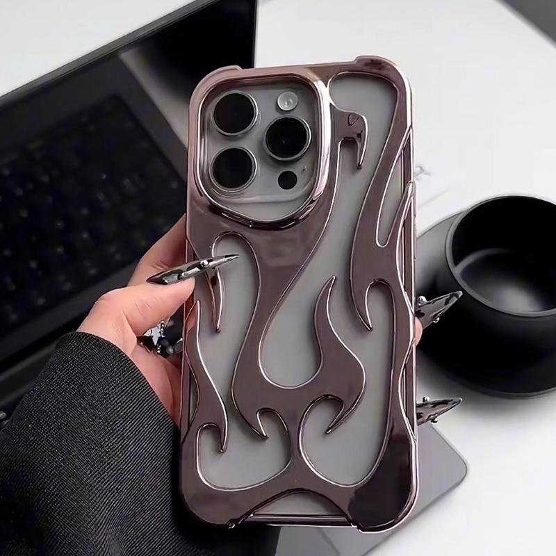 Полый 3D чехол для телефона с узором пламени Для For Iphone 1 14 13 11 12 17 Air 16 Pro Max 1 Plus Крутой Ударопрочный Мягкий Задний Чехол