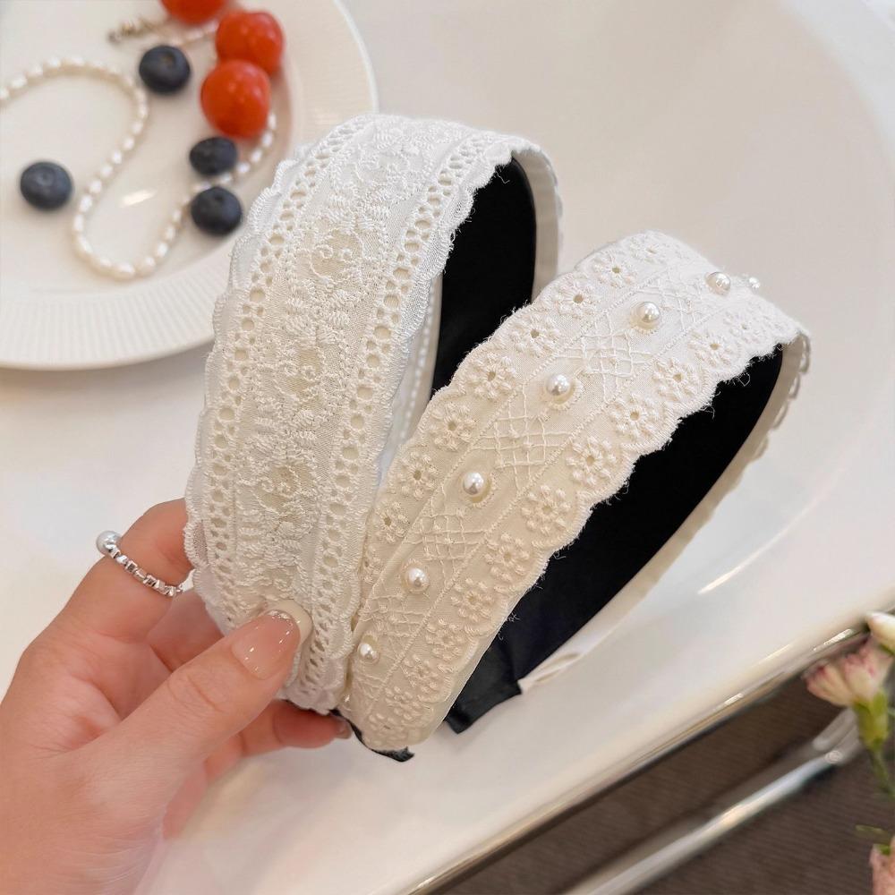 Lace Hair Hoop Wide Edge Pearl Hair Band Retro Headband Hair Women Accessories