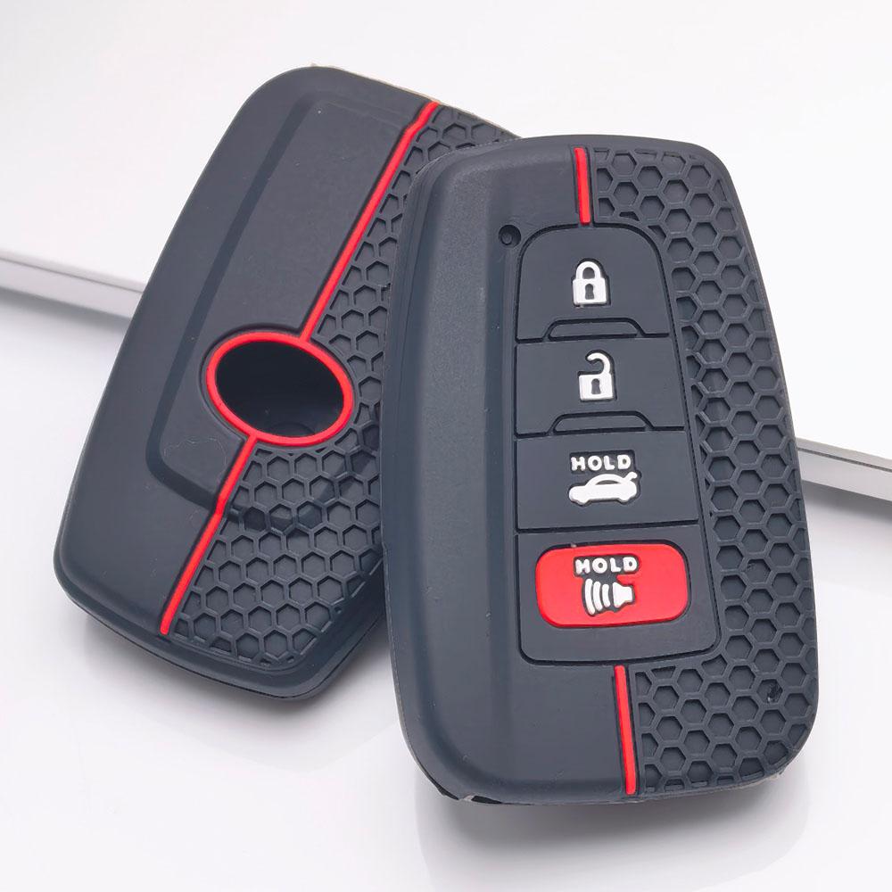 Силиконовый чехол для брелока, совместимый с Toyota Camry RAV4 Highlander Corolla Avalon C-HR Prius 4 кнопки, подходит для моделей Toyota Camry RAV4 Corolla Prius