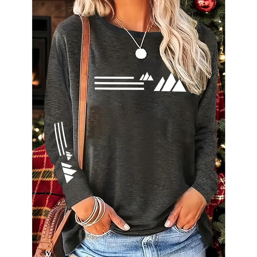 Creative geometric pattern printing new Y2K style women's sports long-sleeved comfortable breathable top
