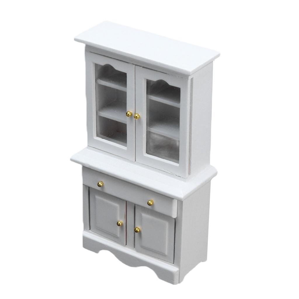 1:12 Dollhouse Cabinet Wooden Miniature Cupboard Furniture Decoration Accessories White