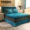 Luxury Warm Bedspread On The Bed Thickened Crystal Velvet Lace Bed Skirt Bedspreads Bedding King Queen Size Embroidery Bed Cover