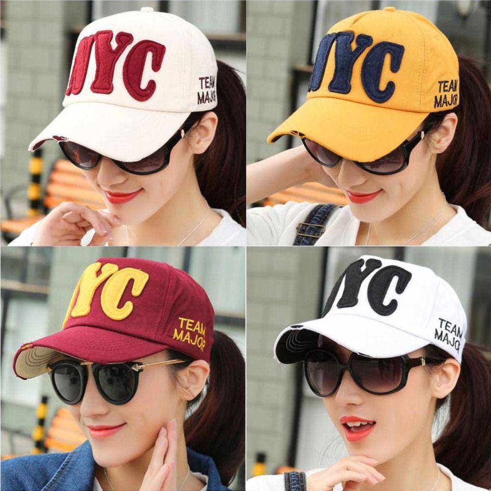 Broken Hole NYC Embroidery Baseball Cap Adjustable Sunscreen Hats For Man Women