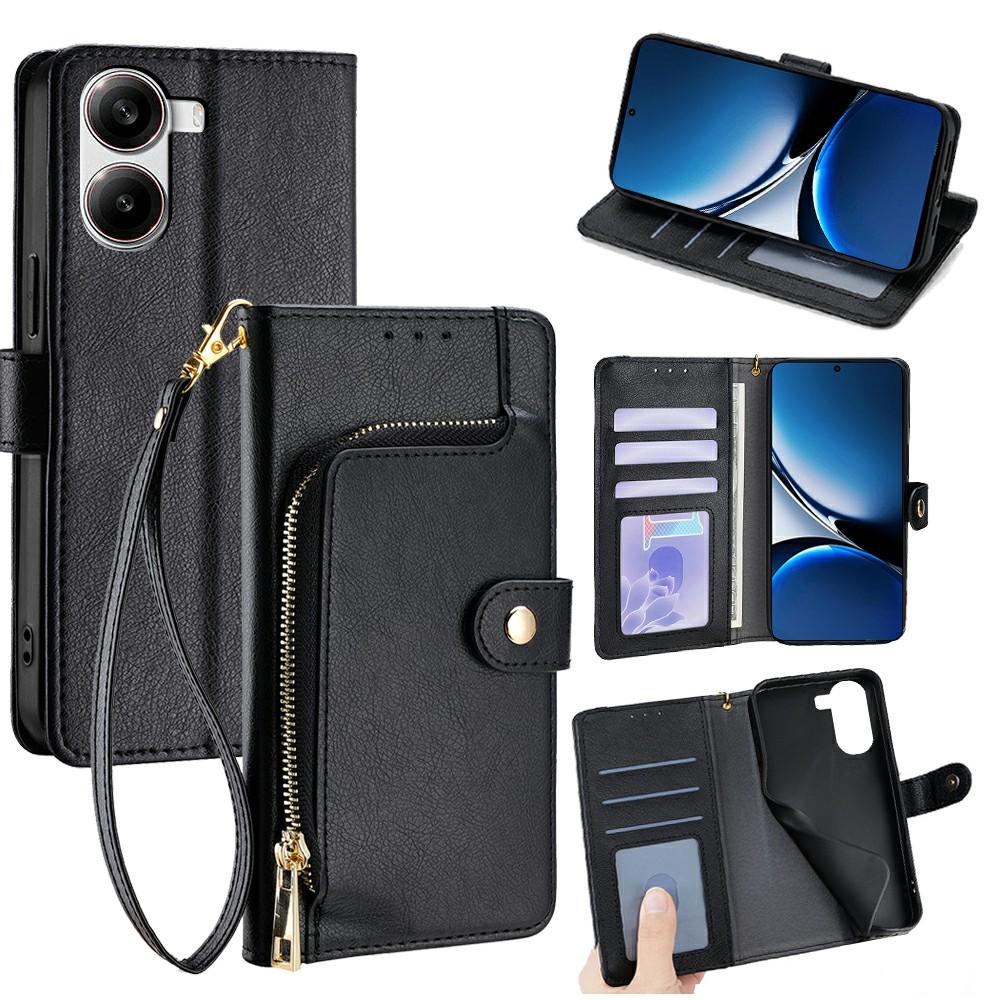 Для Xiaomi Redmi Turbo 4 5G/Poco X7 Pro 5G Чехол Карман на молнии Кожаный кошелек Чехол-книжка для телефона