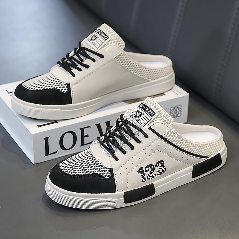 Мужская спортивная обувь, летние мюли с открытой спиной, повседневные тапочки, кроссовки больших размеров для студентов, сандалии больших размеров