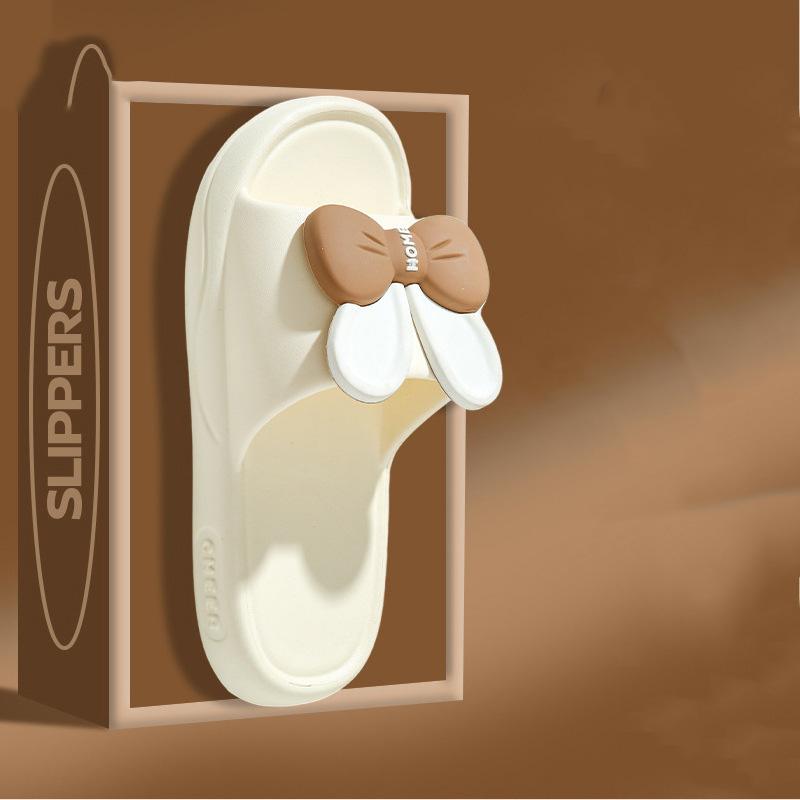 Женские летние тапочки для дома с бантом, однотонные, повседневные, мягкие, с плоской подошвой, нескользящие, тапочки для ванной комнаты 36-41