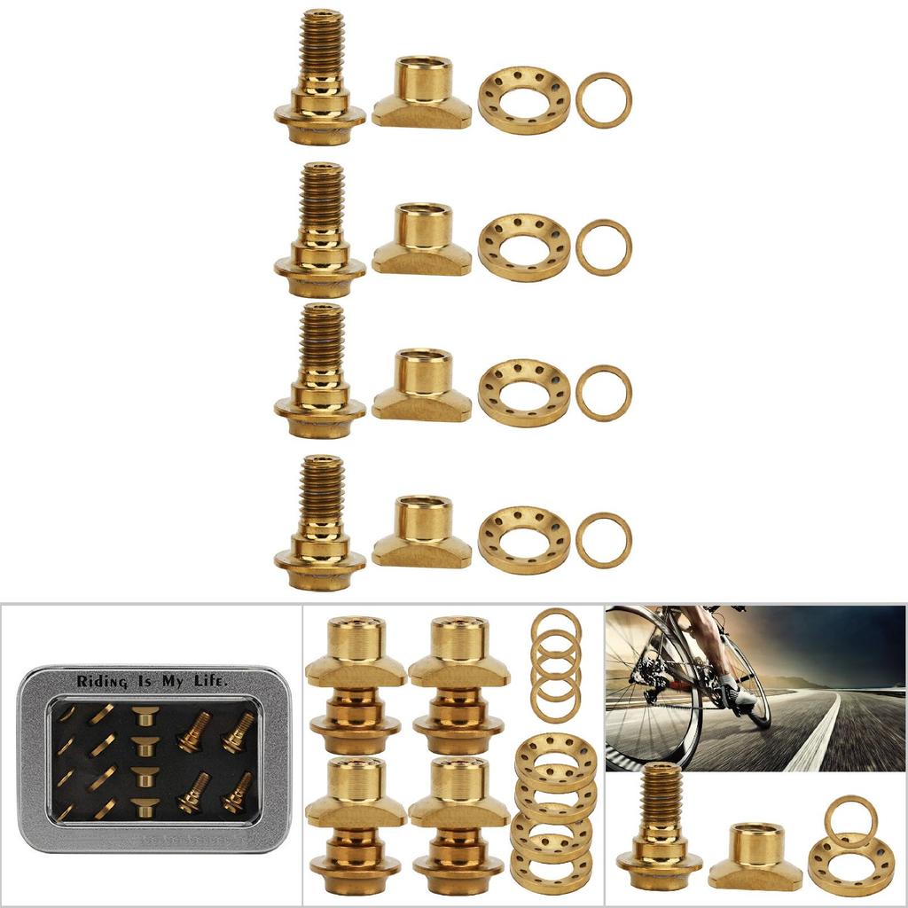 16 pcs C Clamp Brake Shoes Nuts Kit Bolt Titanium Alloy Screws Set for Road Bicycle Bikegold