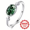 925 Sterling Silver Rings for Women Moss Agate Oval Green Gemstone Ring Vintage Party Fine Jewelry Gifts