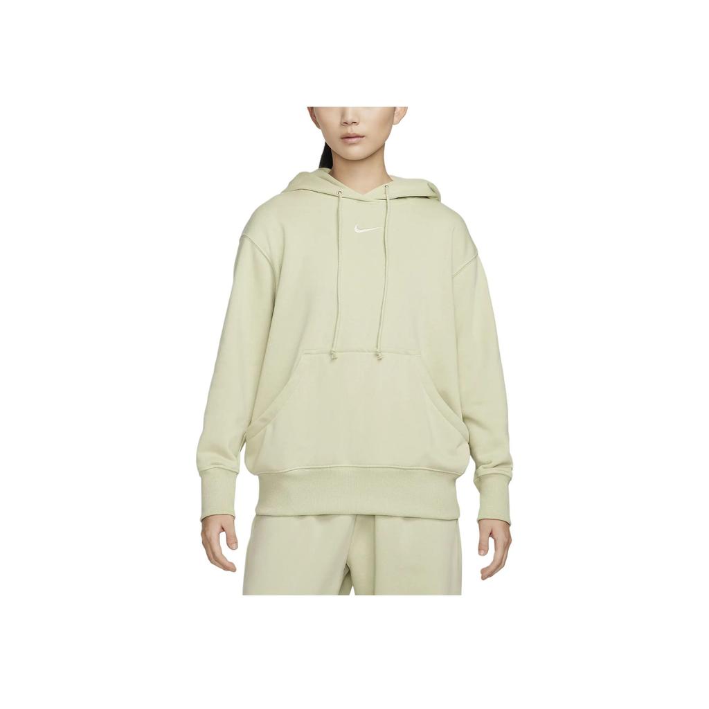 Nike Solid Color Hooded Drawstring Casual Sweatshirt Women Tops Olive FZ7197-371