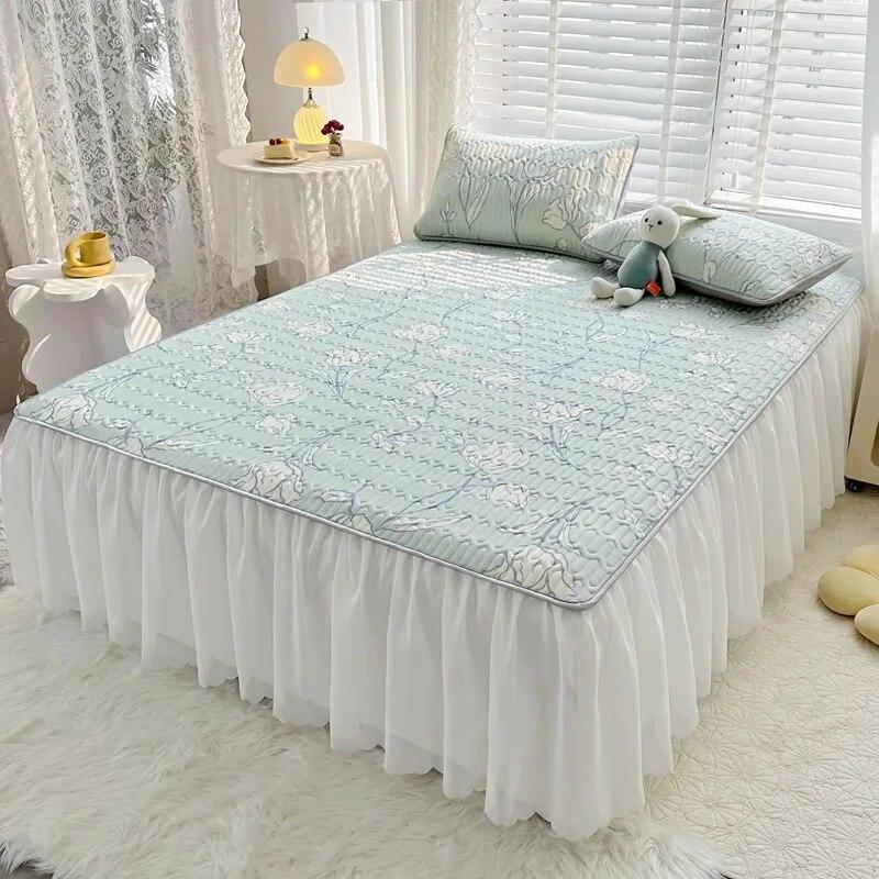 Летний комплект прохладных простыней из латекса, благоприятный для кожи, моющийся, кондиционер, юбка-кровать, нескользящие защитные чехлы для матраса