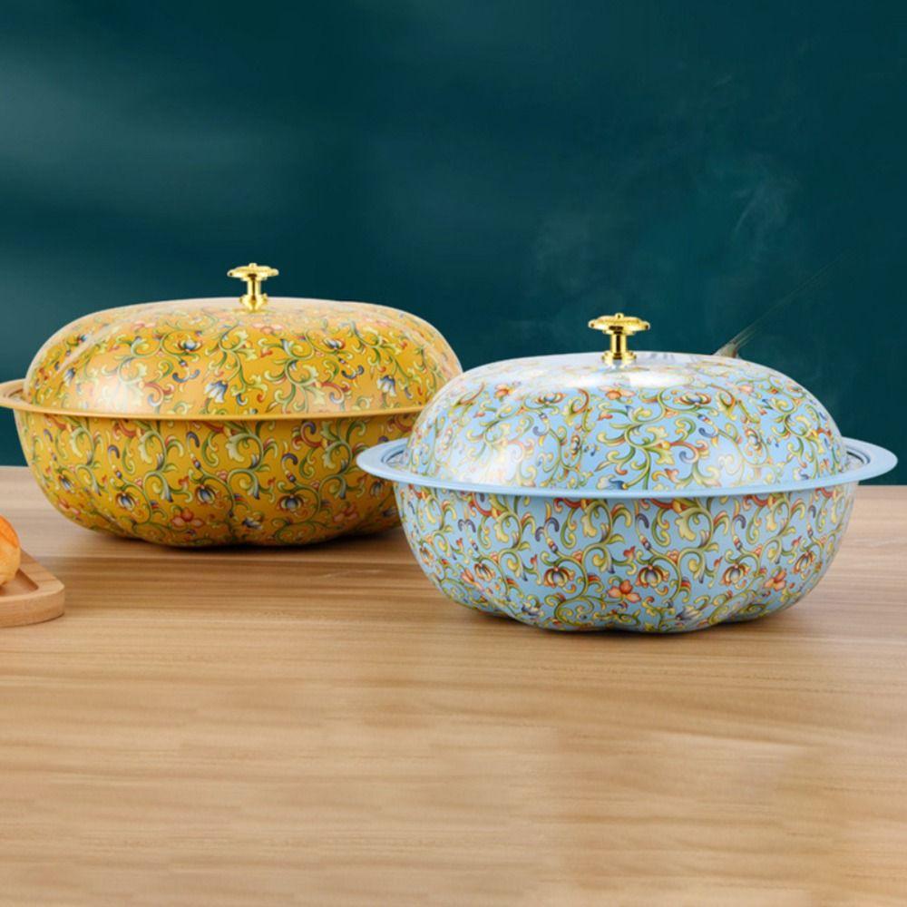 Large Capacity Floral Pot with Lid 30cm Food Tray Bowl Basin For Buffet and Raya Celebrations