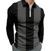Cross Border Foreign Trade Amazon Men's Long Sleeved Lapel T-shirt Casual Zipper Sports GOLF Polo Shirt