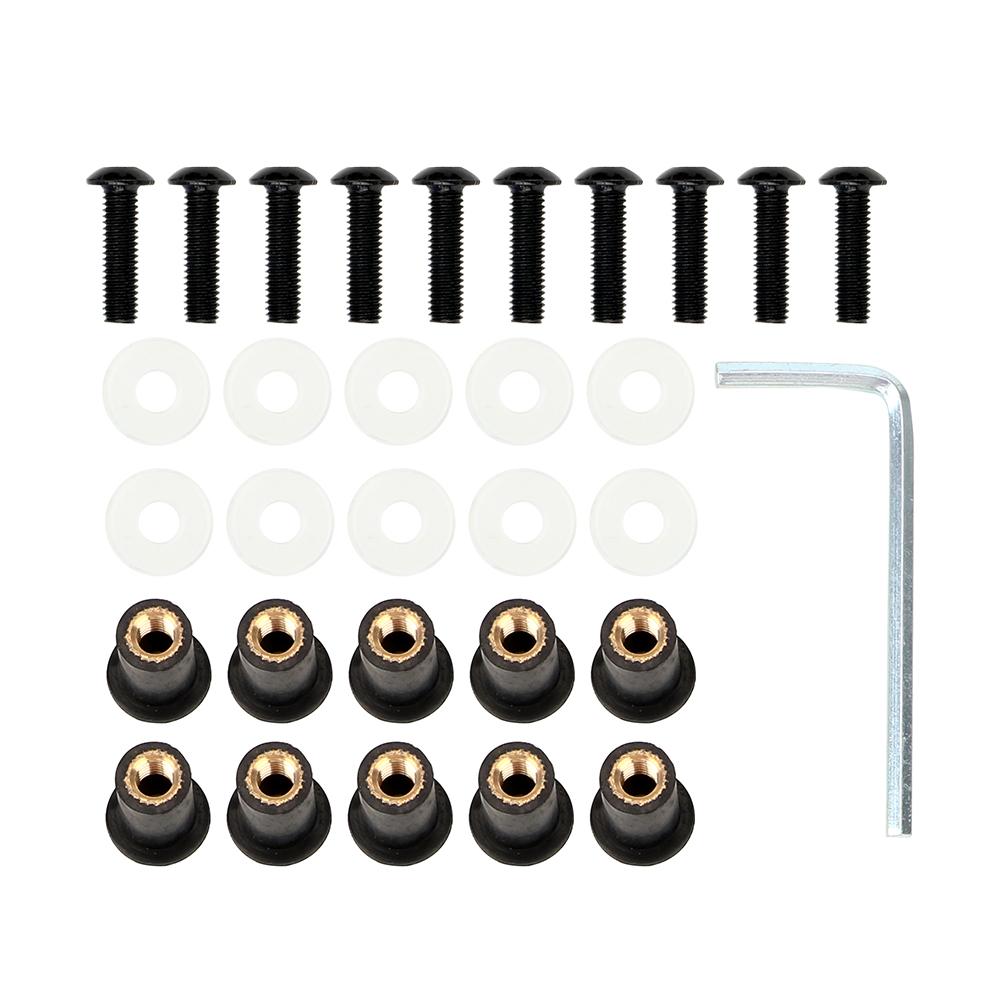 Крепежи для обтекателя экрана, автозамена, универсальный M5 x 15 мм, комплект застежек для лобового стекла мотоцикла, 10 шт./компл., гайка для ветрового стекла, болт, шайба, винт