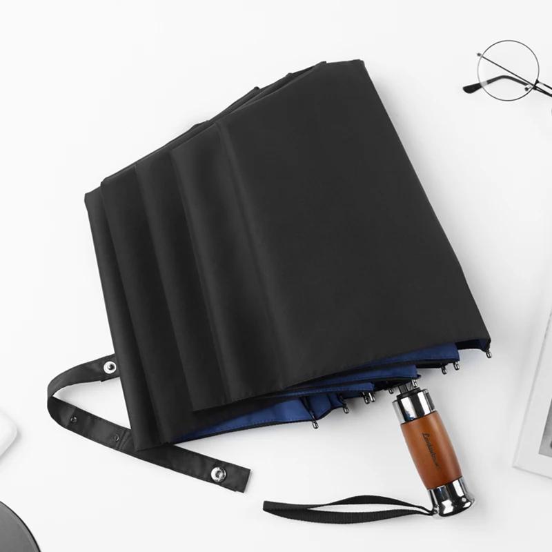 Большой гольф-зонт для мужчин, автоматический зонт в деловом стиле, двухслойный, большой складной зонт, дожде- и ветрозащитный, прочный