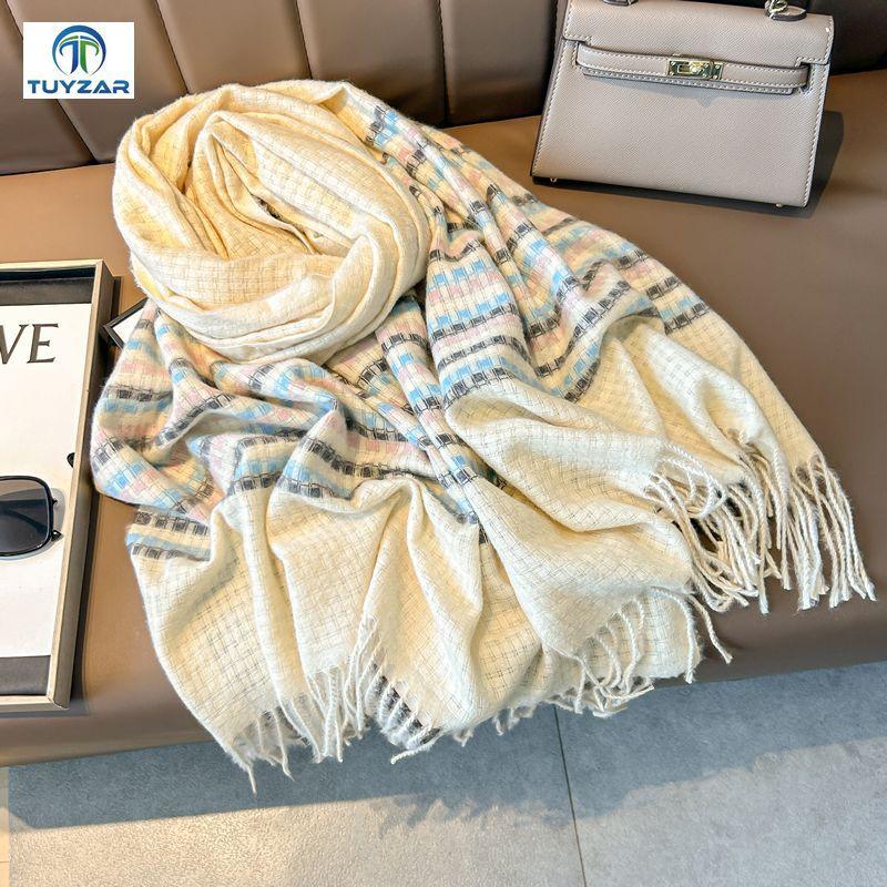 2024 Autumn And Winter New Thickened And Extended Cashmere Scarf Versatile Women'S Warm Neck Protection Scarf Double Sided Scarf Shawl