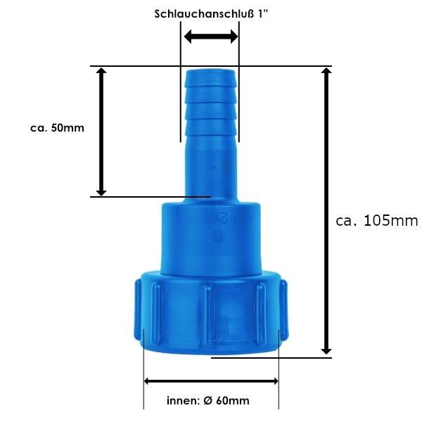 Ibc Gw S60X6 Connector With 1" Hose Output For Garden Tank