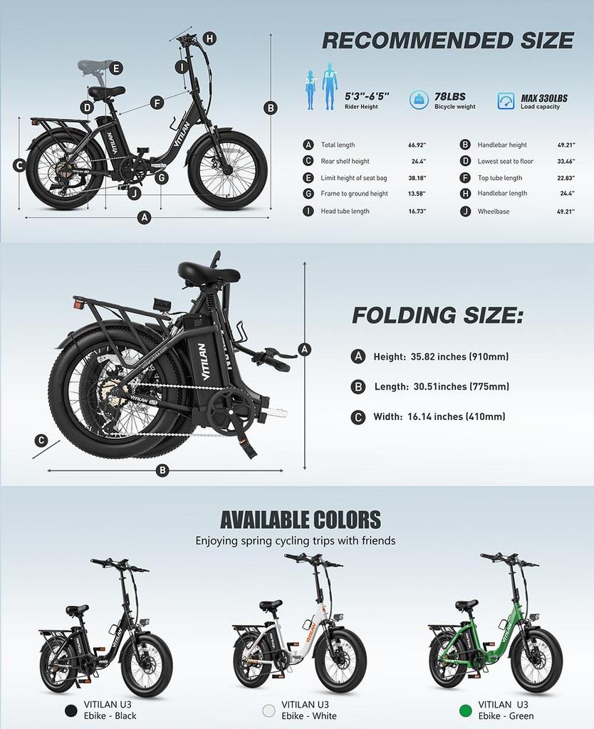 Электровелосипед Vitilan U3 с мотором 750 Вт, колеса 20"x 3" CHAOYANG с защитой от проколов, широкие покрышки, аккумулятор 48 В 13 Ач, для взрослых, 7 скоростей, зеленый