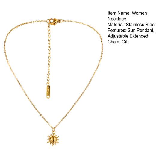 Женское ожерелье с подвеской от солнца, стальное очарование, регулируемая удлиненная цепочка, ожерелье из нержавеющей стали, ювелирные аксессуары