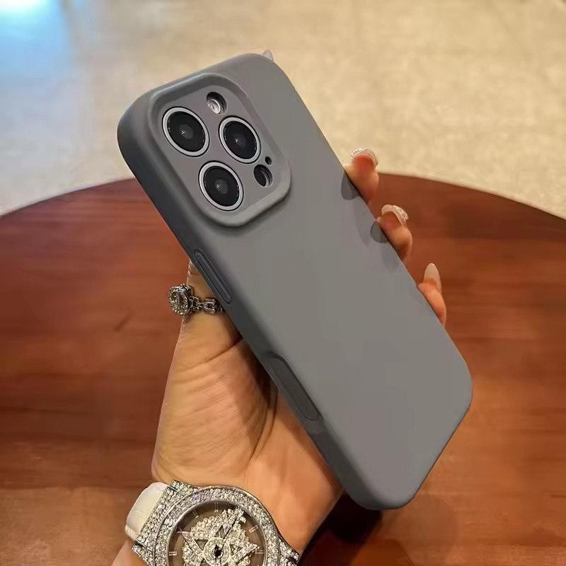 Мягкий жидкий силиконовый чехол с кнопкой управления камерой для iPhone 16 Pro Max, тонкий флисовый защитный чехол для камеры