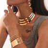 DIEZI Punk Gold Copper Color Choker Torques Necklace Earrings Bangles Set For Women Fashion Vintage Clavicle Zircon Set