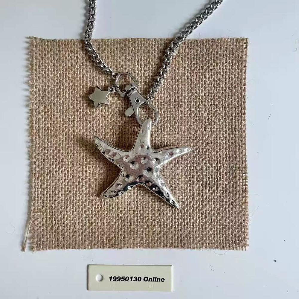 Fashionable Retro 5-Pointed Star Pendant Necklace Exaggerated Personality Starfish Punk Trend Necklaces Men Women Jewelry Access