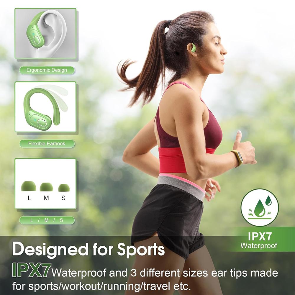 Bluetooth Headphones Wireless Earbuds 75Hrs Playtime with LED Charging Case Sport Ear Buds with Earhook Deep Bass IP7 Waterproof