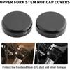 FSFY 1 Set Upper Fork Stem Nut Cap Covers for Harley Davidson Street Bob Breakout V-ROD Dyna Softail Sportster XL 883 1200, Black