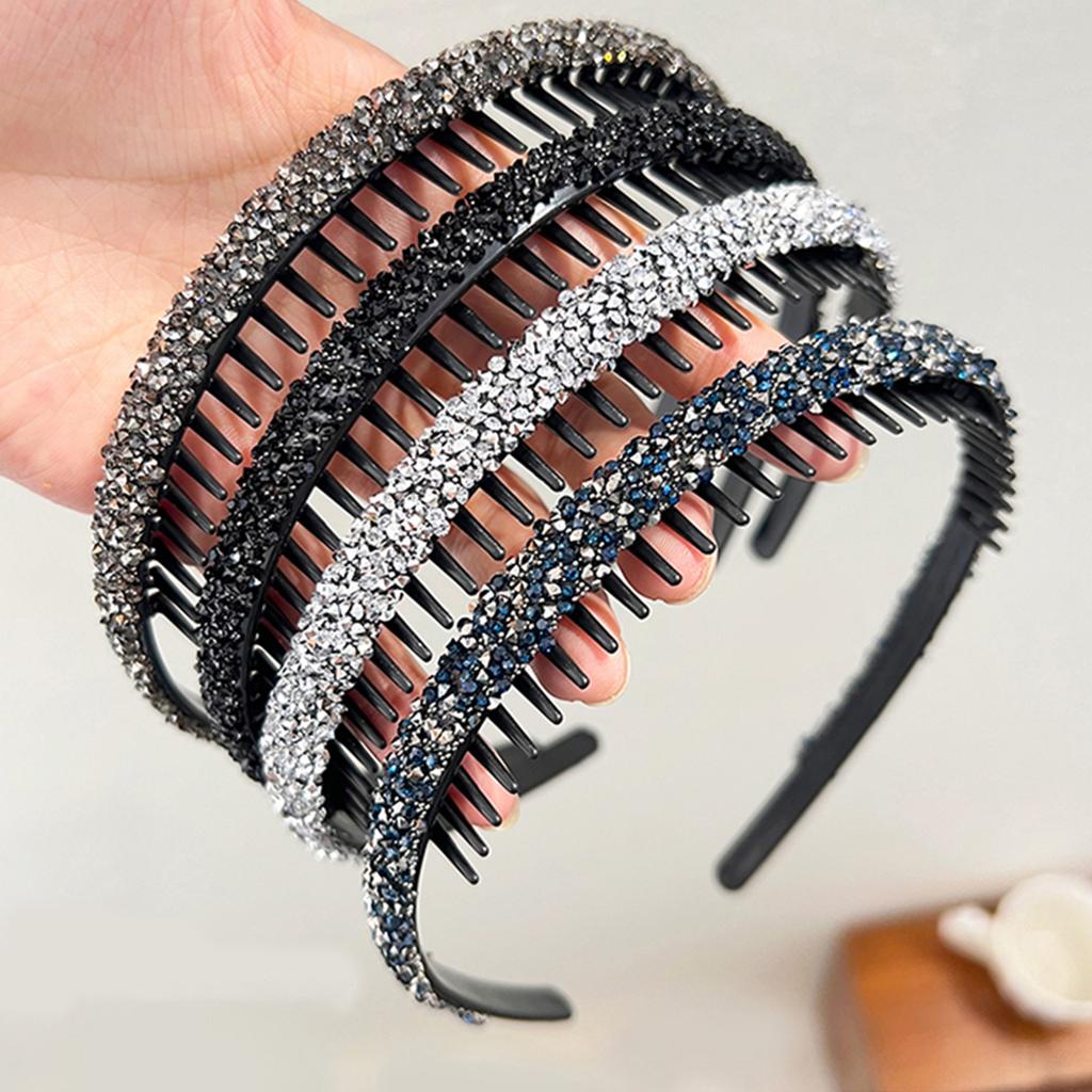 Повязка на голову со стразами, нескользящая, с хрустальными зубцами, повязка на голову, модная повязка на голову для женщин и девочек, для ежедневного использования