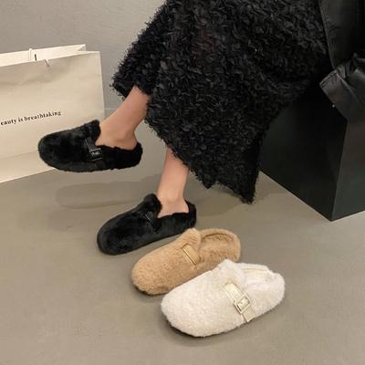 Тапочки Mao Mao женская верхняя одежда 2025 новая осень и зима один педаль мода для выхода сумка голова полусапожки хлопковые тапочки обувь Mao Mao