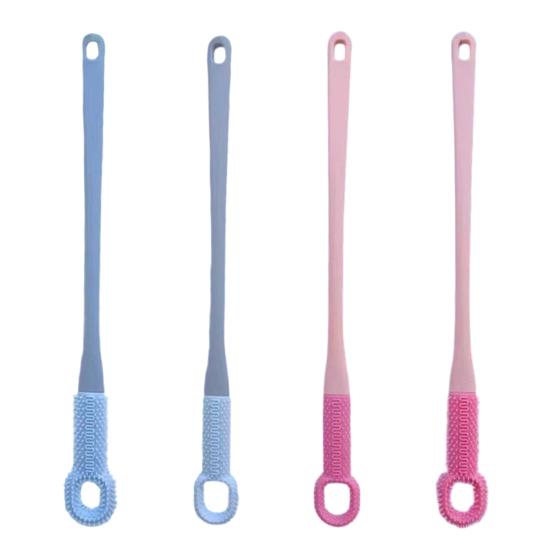 2 шт. Щетка для чистки пальцев ног Силиконовая мочалка для ног с ручкой длиной 15,7 дюйма Мягкая чистящая щетка для душа Инструмент для ухода за ногами для пожилых людей Мужчин Женщин