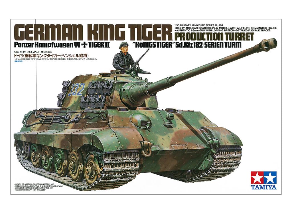 Tamiya Military Miniature Series 164 German Army Heavy Tank King Tiger Henschel Turret Plastic Model 35164 1/35 No.