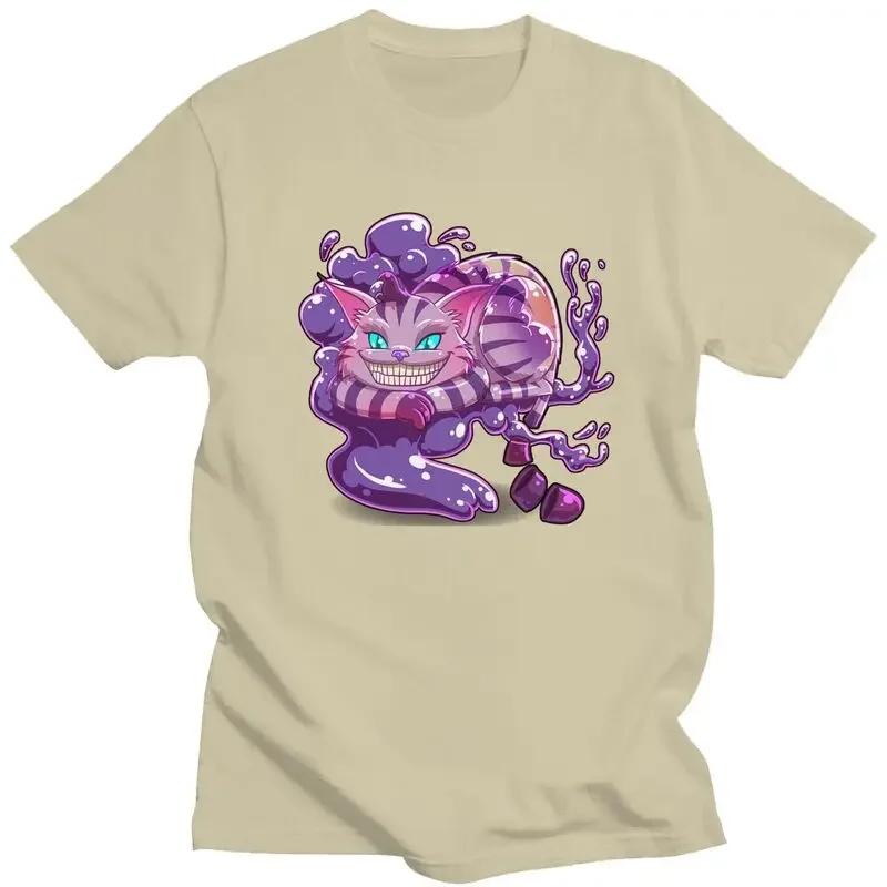 Alice in Wonderland Cheshire Cat T Shirt Short-Sleeve Cotton Tshirts Streetwear T-shirt Designer Tee Slim Fit Clothes