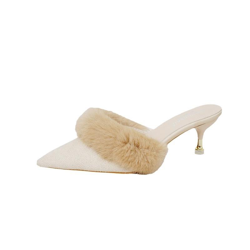 Mao Mao классные тапочки на высоком каблуке, женская новая модная верхняя одежда, универсальная, заостренная, тонкая сумка, половина головы 2025