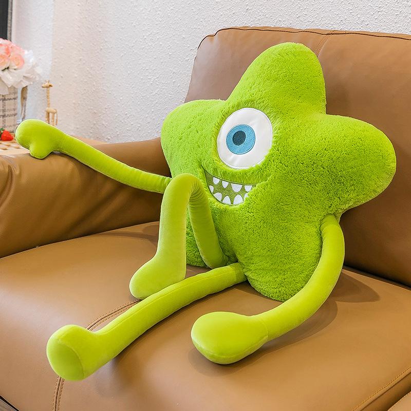 Green Star Cushion One-eyed Monster Expression Cushion Funny Cute Long Legs Plush Toy Creative Doll Girl