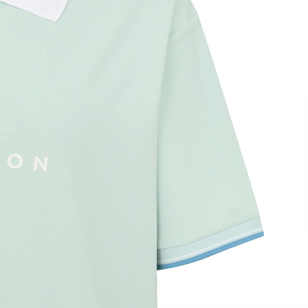 MALBON GOLF Crop Half Zip Waffle T-Shirt Light Mint (Woman)