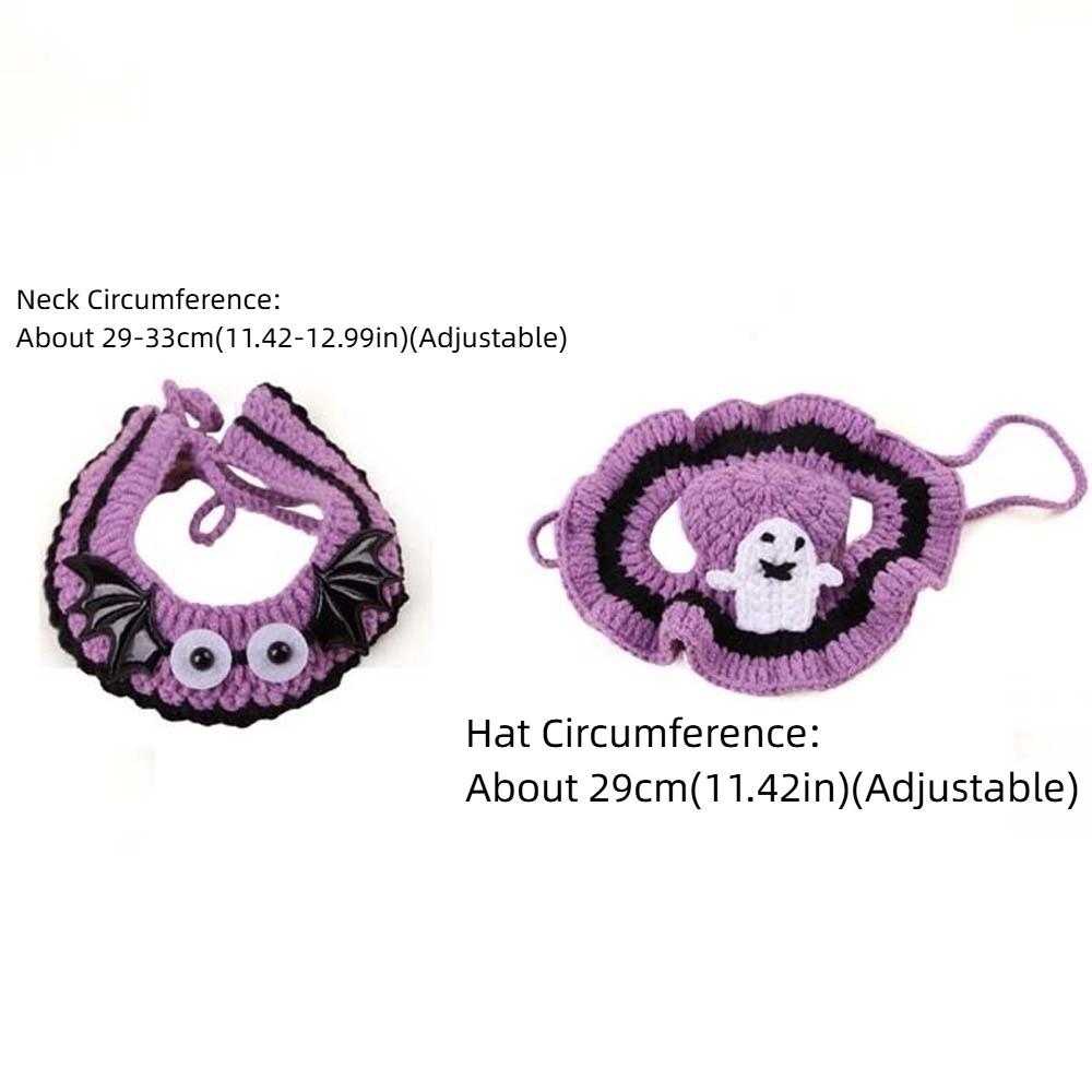 Одежда Хэллоуин Головной убор кошки Тыква Кошка Вязаная шапка Нагрудник Хэллоуин Костюмы для питомцев Фестивальная вечеринка