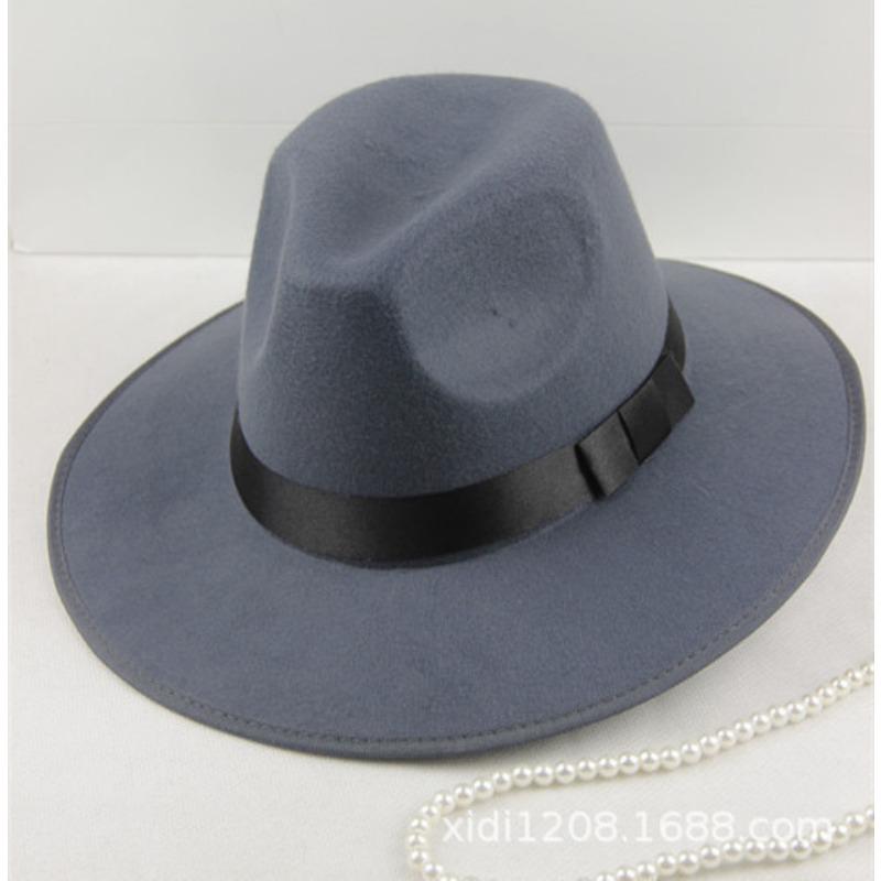 Шанхайский цилиндр Мужской Женский Британская шляпа Джазовая шляпа из шерстяного фетра Летняя шляпа от солнца Шерстяная сценическая шляпа